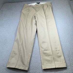 Vintage Polo Ralph Lauren Pants Men 36x29 Beige Chinos Pleated Slash Pocket Golf